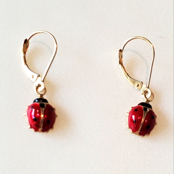 14 KT,D, ITALY, LADYBUG EARRINGS